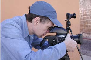 Nicholas Hellmuth Testing the Kodak Proback in Antigua, Guatemala