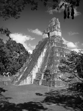 Tikal Temple I black and white