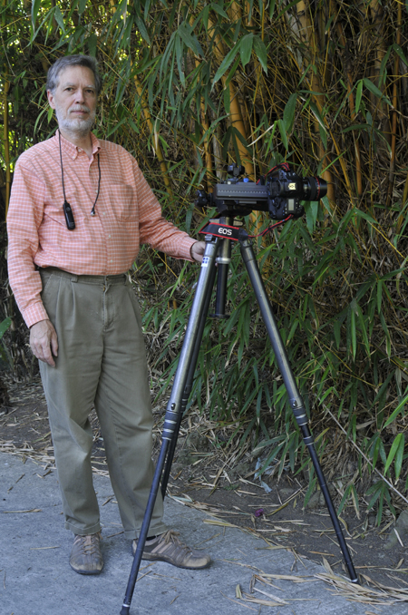 Nicholas Hellmuth photographing Bamboo thicket in the garden of the FLAAR Office